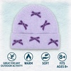 image:imageFunky Junque Womens Soft Chenille Beanie  Warm Stretchy Knit Winter Hat with BowsMini Velvet Bows  Lavender