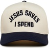 Jesus Saves I Spend - Navy/Beige