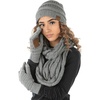 image:imageFunky Junque Hat Scarf Glove Set for Women  Matching Winter Set with Ribbed Knit Beanie Infinity Scarf amp Cozy GlovesGrey