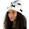 image:imageFunky Junque Womens Soft Chenille Beanie  Warm Stretchy Knit Winter Hat with BowsMini Velvet Bows  Ivory