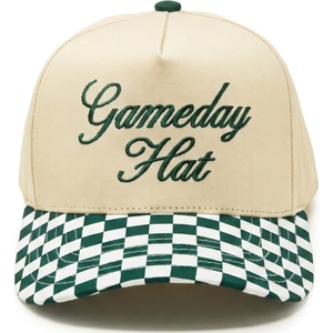 image:imageFunky Junque Adult Trucker Snapback Hat 2Tone Baseball CapGameday Hat  Checker Print  GreenBeige