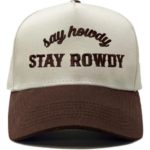 image:imageFunky Junque Adult Trucker Snapback Hat 2Tone Baseball CapSay Howdy Stay Rowdy  BrownBeige