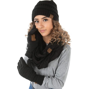 image:imageFunky Junque Hat Scarf Glove Set for Women  Matching Winter Set with Ribbed Knit Beanie Infinity Scarf amp Cozy GlovesBlack