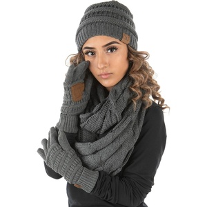image:imageFunky Junque Hat Scarf Glove Set for Women  Matching Winter Set with Ribbed Knit Beanie Infinity Scarf amp Cozy GlovesCharcoal