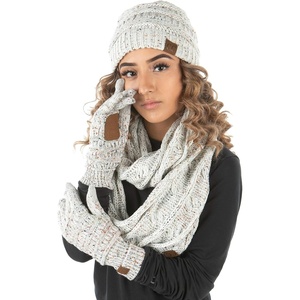 image:imageFunky Junque Hat Scarf Glove Set for Women  Matching Winter Set with Ribbed Knit Beanie Infinity Scarf amp Cozy GlovesConfetti Ivory
