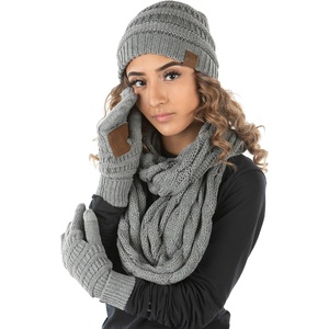 image:imageFunky Junque Hat Scarf Glove Set for Women  Matching Winter Set with Ribbed Knit Beanie Infinity Scarf amp Cozy GlovesGrey