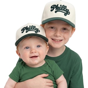 image:imageFunky Junque Infant amp Kid Vintage TwoTone Embroidered Trucker Hat 2 Pack Bundle  Philly Cursive  GreenBeige