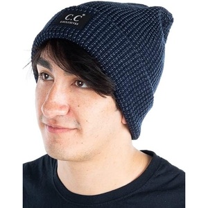 image:imageFunky Junque Mens Reflective Beanie Cuffed Running Winter HatNavy
