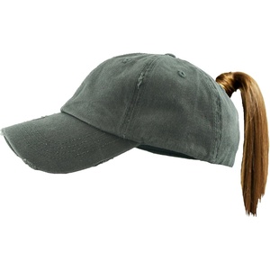 image:imageFunky Junque Messy Bun Ponytail Cap Distressed Trucker Baseball HatCharcoal