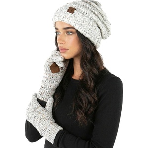 image:imageFunky Junque Winter Hat and Gloves for Women  Oversized Winter Hat amp Gloves Cozy Knit Slouchy Beanie Set for Cold WeatherConfetti Ivory