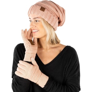 image:imageFunky Junque Winter Hat and Gloves for Women  Oversized Winter Hat amp Gloves Cozy Knit Slouchy Beanie Set for Cold WeatherIndi Pink