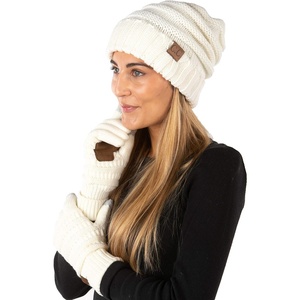 image:imageFunky Junque Winter Hat and Gloves for Women  Oversized Winter Hat amp Gloves Cozy Knit Slouchy Beanie Set for Cold WeatherIvory