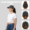 image:imageFunky Junque Criss Cross Ponytail Baseball Cap for Women  Messy Bun Hat with Side Button Distressed amp Solid Styles1  Black