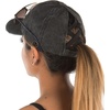 image:imageFunky Junque Criss Cross Ponytail Baseball Cap for Women  Messy Bun Hat with Side Button Distressed amp Solid Styles1  Black