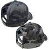 image:imageFunky Junque Criss Cross Ponytail Baseball Cap for Women  Messy Bun Hat with Side Button Distressed amp Solid Styles2 Pack Camo Black  Camo Grey
