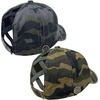 image:imageFunky Junque Criss Cross Ponytail Baseball Cap for Women  Messy Bun Hat with Side Button Distressed amp Solid Styles2 Pack Camo Black  Camo Olive