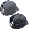 image:imageFunky Junque Criss Cross Ponytail Baseball Cap for Women  Messy Bun Hat with Side Button Distressed amp Solid Styles2 Pack Grey  Camo Black