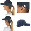 image:imageFunky Junque Criss Cross Ponytail Baseball Cap for Women  Messy Bun Hat with Side Button Distressed amp Solid Styles3 Pack Black  Grey  Navy