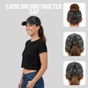 image:imageFunky Junque Criss Cross Ponytail Baseball Cap for Women  Messy Bun Hat with Side Button Distressed amp Solid StylesCamo Black