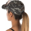 image:imageFunky Junque Criss Cross Ponytail Baseball Cap for Women  Messy Bun Hat with Side Button Distressed amp Solid StylesCamo Grey
