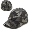 image:imageFunky Junque Criss Cross Ponytail Baseball Cap for Women  Messy Bun Hat with Side Button Distressed amp Solid StylesCamo Grey