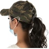 image:imageFunky Junque Criss Cross Ponytail Baseball Cap for Women  Messy Bun Hat with Side Button Distressed amp Solid StylesCamo Olive