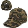 image:imageFunky Junque Criss Cross Ponytail Baseball Cap for Women  Messy Bun Hat with Side Button Distressed amp Solid StylesCamo Olive