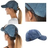 image:imageFunky Junque Criss Cross Ponytail Baseball Cap for Women  Messy Bun Hat with Side Button Distressed amp Solid StylesDenim