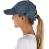 image:imageFunky Junque Criss Cross Ponytail Baseball Cap for Women  Messy Bun Hat with Side Button Distressed amp Solid StylesDenim