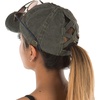 image:imageFunky Junque Criss Cross Ponytail Baseball Cap for Women  Messy Bun Hat with Side Button Distressed amp Solid StylesForest Green