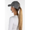 image:imageFunky Junque Criss Cross Ponytail Baseball Cap for Women  Messy Bun Hat with Side Button Distressed amp Solid StylesGrey