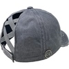image:imageFunky Junque Criss Cross Ponytail Baseball Cap for Women  Messy Bun Hat with Side Button Distressed amp Solid StylesGrey