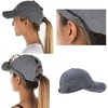 image:imageFunky Junque Criss Cross Ponytail Baseball Cap for Women  Messy Bun Hat with Side Button Distressed amp Solid StylesGrey