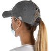 image:imageFunky Junque Criss Cross Ponytail Baseball Cap for Women  Messy Bun Hat with Side Button Distressed amp Solid StylesGrey