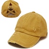 image:imageFunky Junque Criss Cross Ponytail Baseball Cap for Women  Messy Bun Hat with Side Button Distressed amp Solid StylesMustard