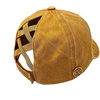 image:imageFunky Junque Criss Cross Ponytail Baseball Cap for Women  Messy Bun Hat with Side Button Distressed amp Solid StylesMustard