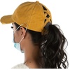 image:imageFunky Junque Criss Cross Ponytail Baseball Cap for Women  Messy Bun Hat with Side Button Distressed amp Solid StylesMustard