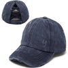 image:imageFunky Junque Criss Cross Ponytail Baseball Cap for Women  Messy Bun Hat with Side Button Distressed amp Solid StylesNavy