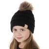 image:imageFunky Junque Exclusives Toddler Pom Beanie  Warm Knit Winter Hat for Kids Ages 14 Cozy Snow Beanies for Baby Boys amp GirlsBlack  Faux Fur Pom