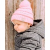 image:imageFunky Junque Exclusives Toddler Pom Beanie  Warm Knit Winter Hat for Kids Ages 14 Cozy Snow Beanies for Baby Boys amp GirlsPale Pink