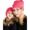image:imageFunky Junque Mommy amp Me Beanie Set  Matching Knit Winter Hats for Baby Toddler Kids amp Moms Cute Family Beanies BundleAdult  Toddler  Ribbed  Candy Pink 2 Pk