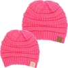 image:imageFunky Junque Mommy amp Me Beanie Set  Matching Knit Winter Hats for Baby Toddler Kids amp Moms Cute Family Beanies BundleAdult  Toddler  Ribbed  Candy Pink 2 Pk