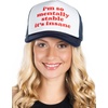 image:imageFunky Junque Premium Mesh Snapback Trucker Hat  Stylish Comfort for All  Patriotic Humor amp MoreIm So Mentally Stable Its Insane WhiteNavy