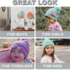 image:imageFunky Junque Toddler Pom Beanie  Kids Winter Hat for Ages 14 Baby Boy amp Girl Knit Beanies Warm Cozy Knit Snow Hats2 Pack  Mint  Lavender
