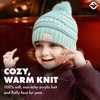 image:imageFunky Junque Toddler Pom Beanie  Kids Winter Hat for Ages 14 Baby Boy amp Girl Knit Beanies Warm Cozy Knit Snow Hats2 Pack  Mint  Lavender
