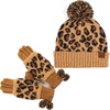 image:imageFunky Junque Womens Leopard Print Pom Beanie amp Gloves Set  Cozy Knit Winter Hat Stylish Cheetah Cold Weather AccessoriesA Leopard Print Glove  Hat  Latte