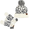 image:imageFunky Junque Womens Leopard Print Pom Beanie amp Gloves Set  Cozy Knit Winter Hat Stylish Cheetah Cold Weather AccessoriesA Leopard Print Glove  Hat  Ivory