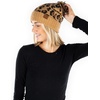 image:imageFunky Junque Womens Leopard Print Pom Beanie amp Gloves Set  Cozy Knit Winter Hat Stylish Cheetah Cold Weather AccessoriesA Leopard Print Pom Beanie  Latte
