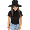 image:imageFunky Junque Womens Stylish Knit Fedora Hat  Wide Brim Panama with Woven Leather TasselLeopard Trim  Black