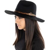 image:imageFunky Junque Womens Stylish Knit Fedora Hat  Wide Brim Panama with Woven Leather TasselLeopard Trim  Black